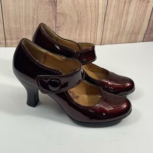 Sofft Fiorenza Mary Jane ChiantiPatent Leather Pump Heels Burgundy Sz 6 M‎ Shiny